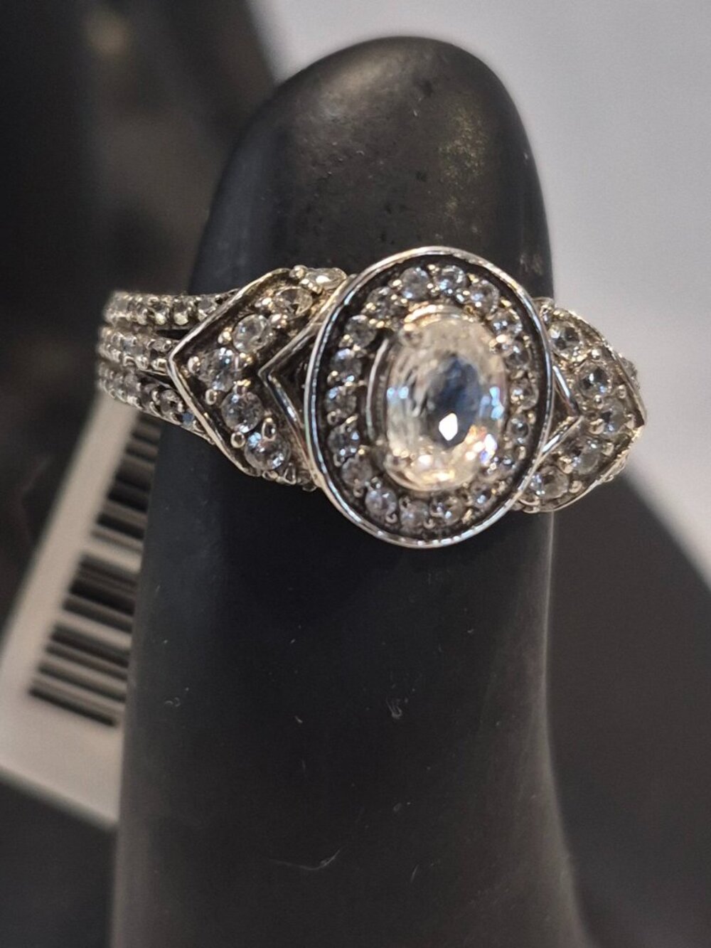 Genuine 925 Sterling Silver Art Deco CZ Engagement Ring sz 5